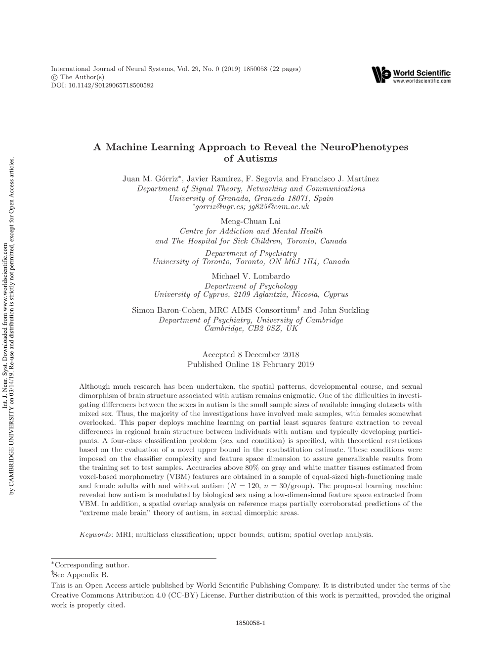 A Machine Learning Approach to Reveal the Neurophenotypes of Autisms