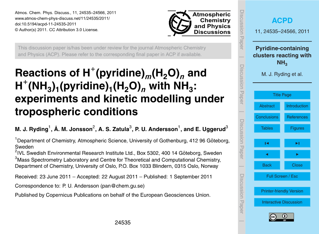 Pyridine-Containing Clusters Reacting with NH 2 Methods 3 M