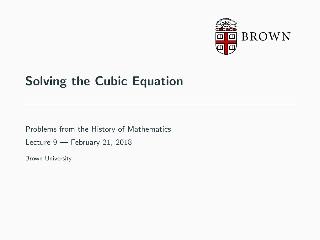 Solving the Cubic Equation