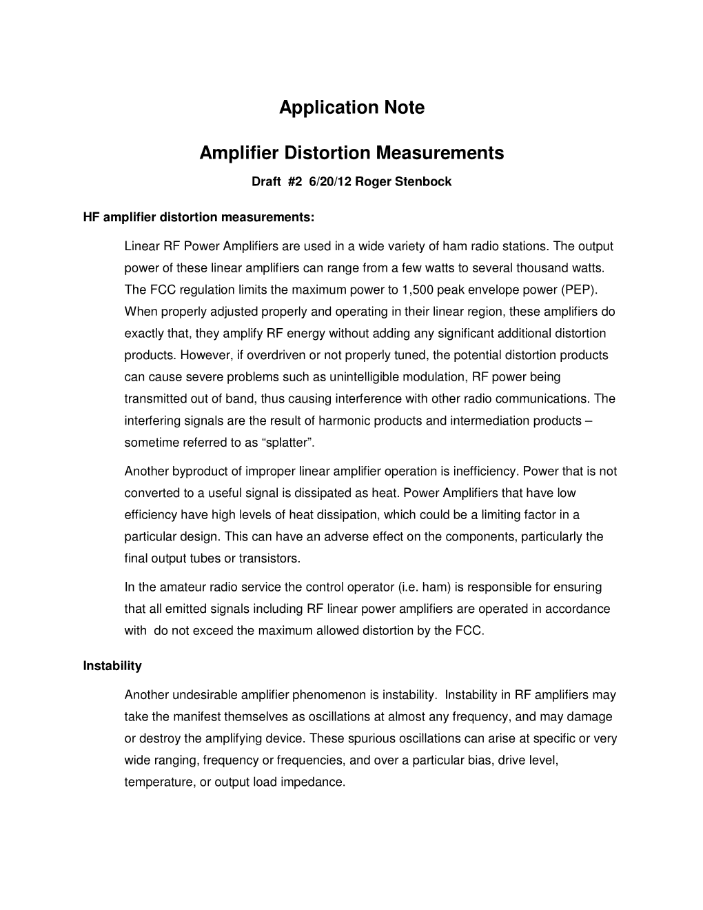 Application Note Amplifier Distortion Measurements