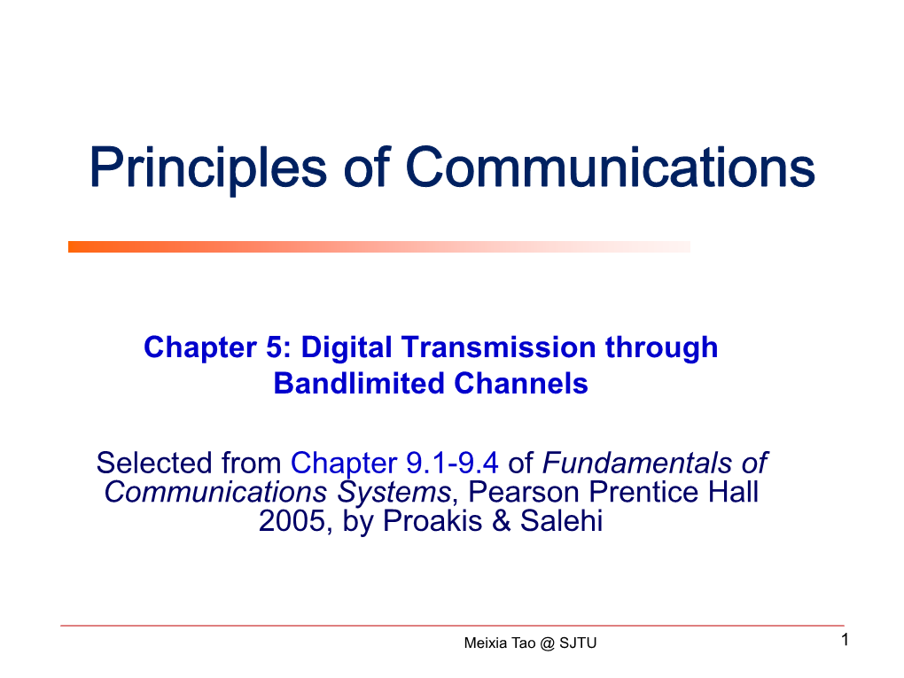 Digital Transmission Over Baseband Channels