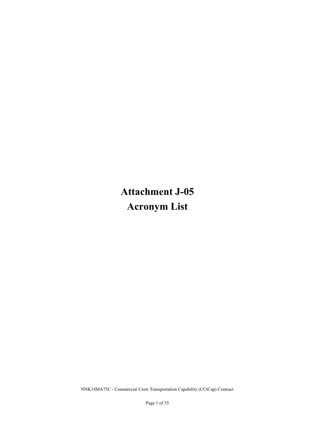 Attachment J-05 Acronym List