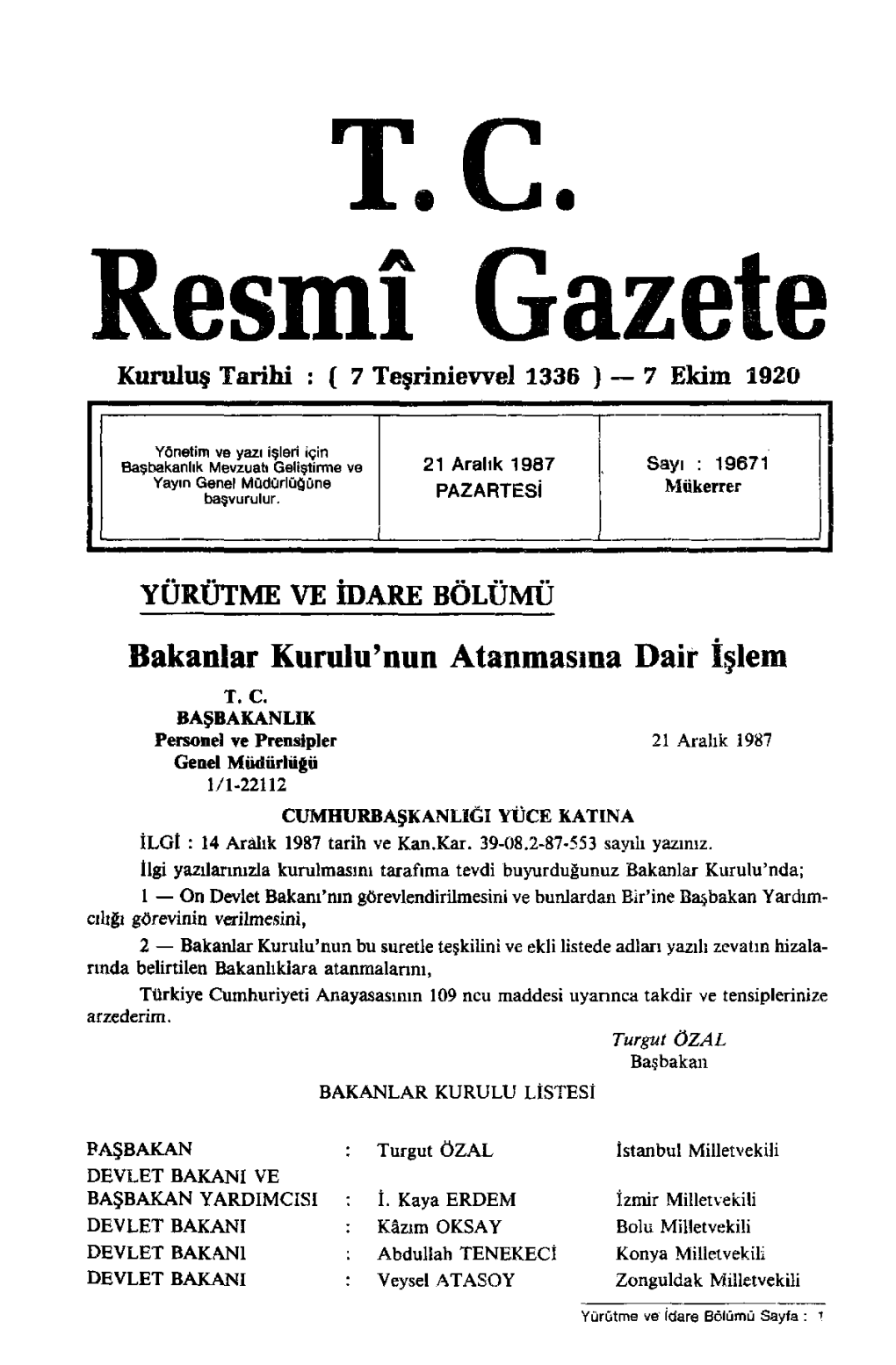 Resmî Gazete T. C