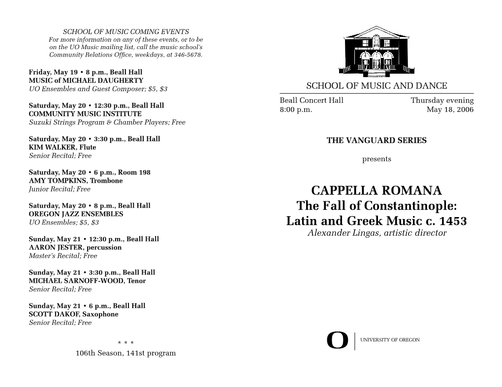 CAPPELLA ROMANA the Fall of Constantinople
