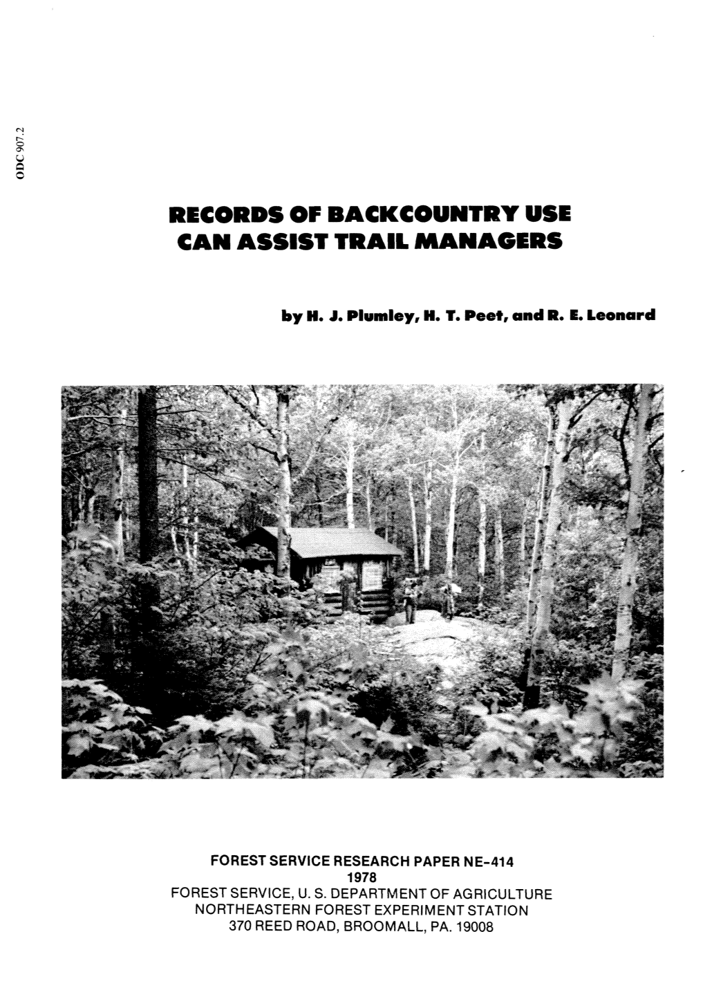 Records of Backcountry Use Caw Assist Trail Managers
