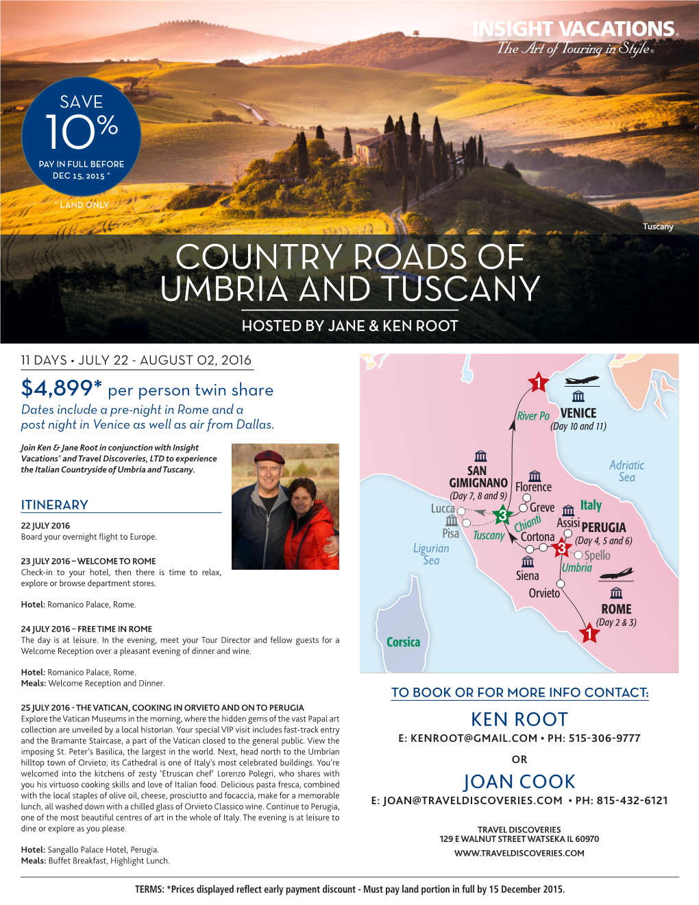 Country Roads of Umbria and Tuscany Hosted by Jane & Ken Root