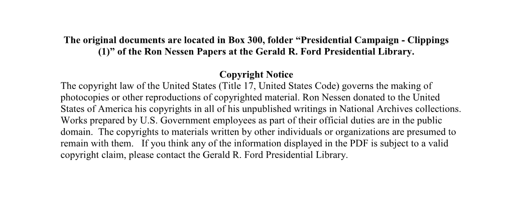 Presidential Campaign - Clippings (1)” of the Ron Nessen Papers at the Gerald R