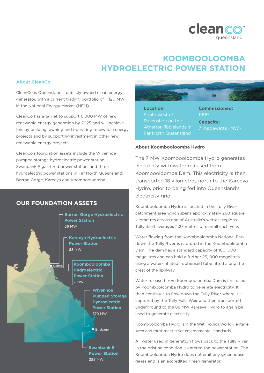 Factsheet Koombooloomba Hydroelectric Power Station