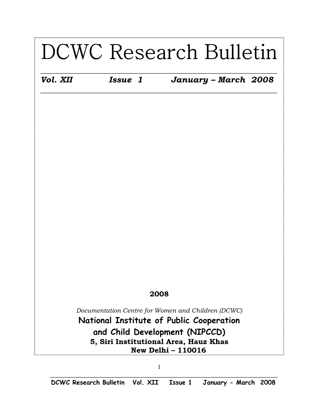 DCWC Research Bulletin ______Vol