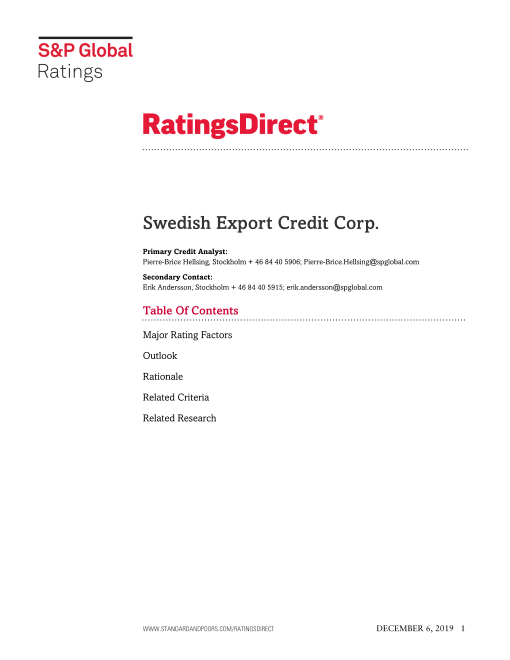 Swedish Export Credit Corp