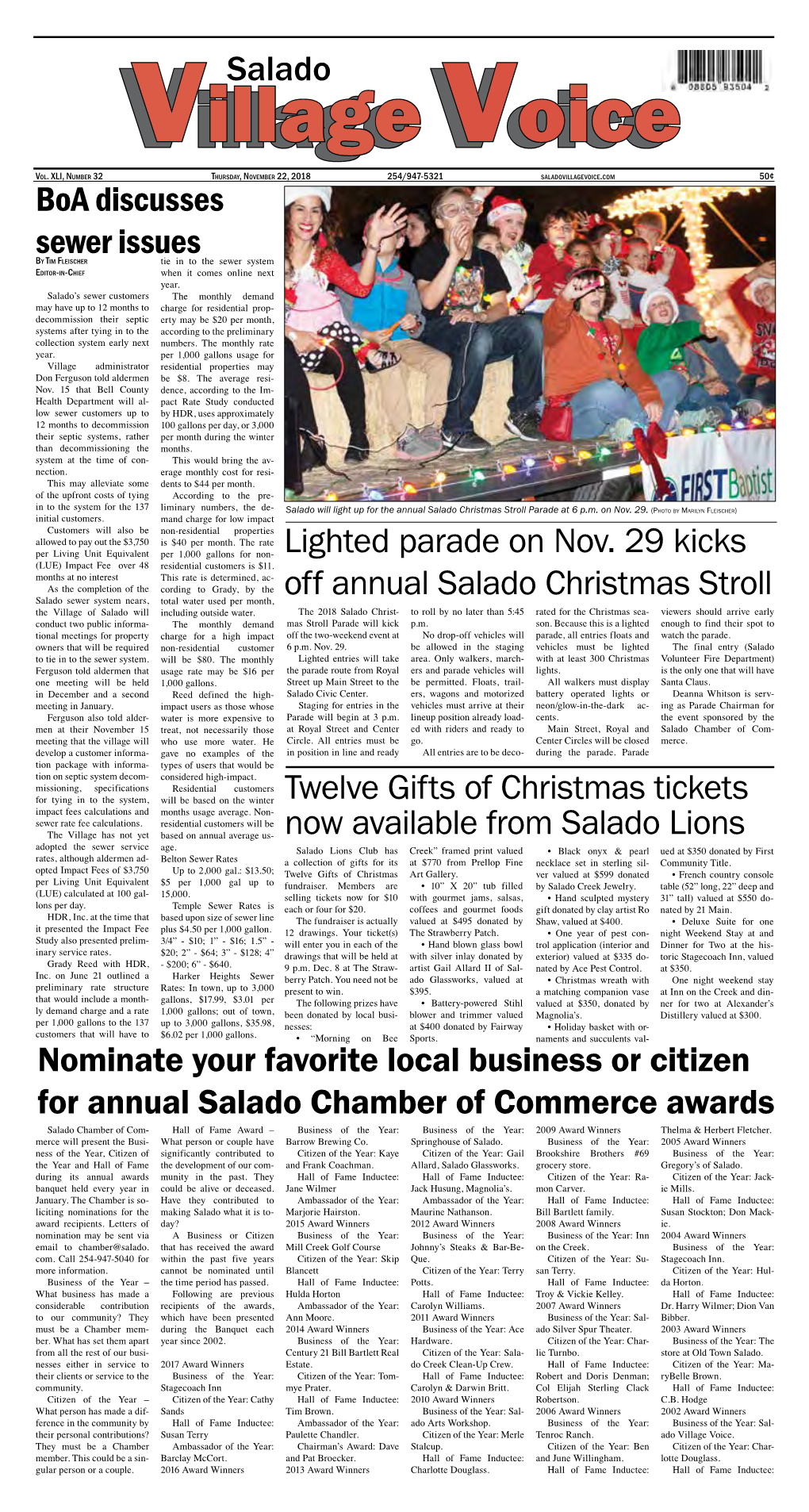 Salado Nominate Your Favorite Local Business Or Citizen for Annual Salado Chamber of Commerce Awards Twelve Gifts of Christmas T