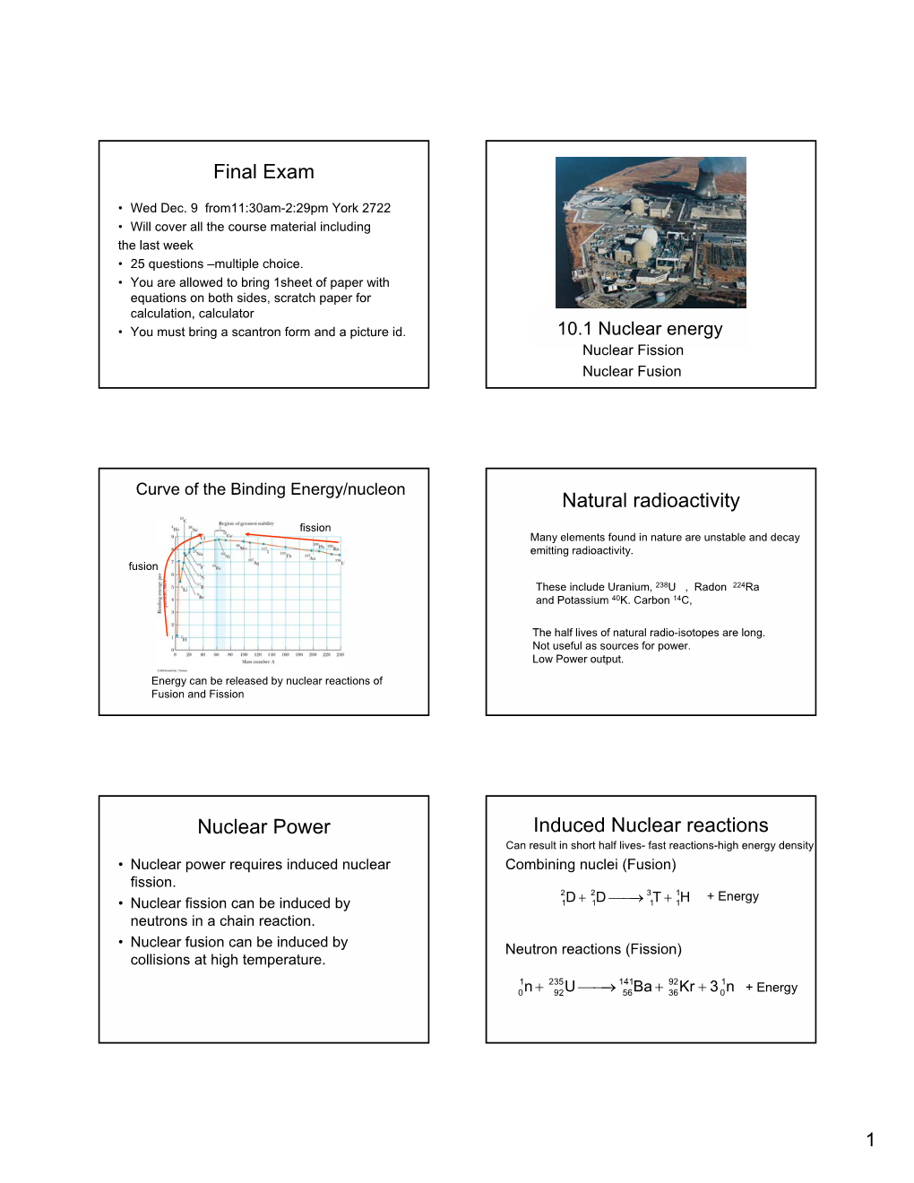 10.1 Nuclear Energy Nuclear Fission Nuclear Fusion