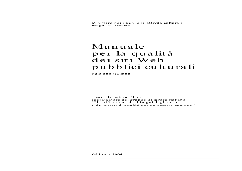 Manuale Per La Qualità Dei Siti Web Pubblici Culturali Edizione Italiana