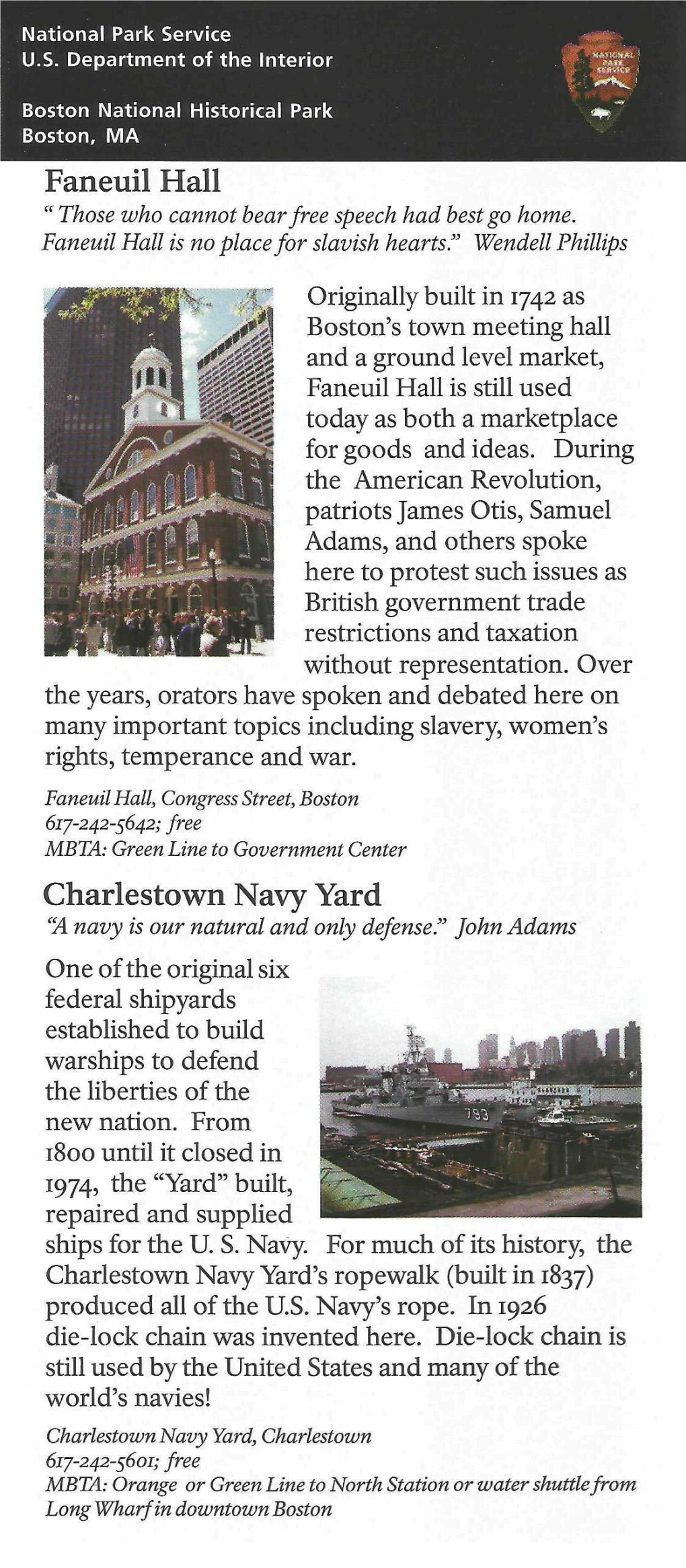 Faneuil Hall Charlestown Navy Yard