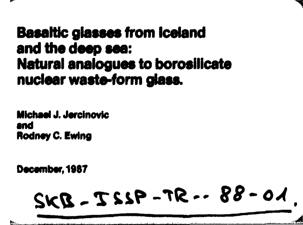 Basaltic Glasses from Iceland and the Deep Sea: Natural Analogues to Borosilicate Nuclear Waste-Form Glass