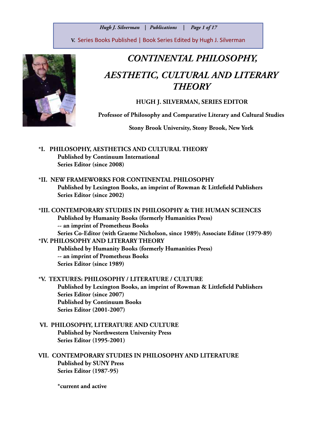 Continental Philosophy, Aesthetic, Cultural and Literary Theory