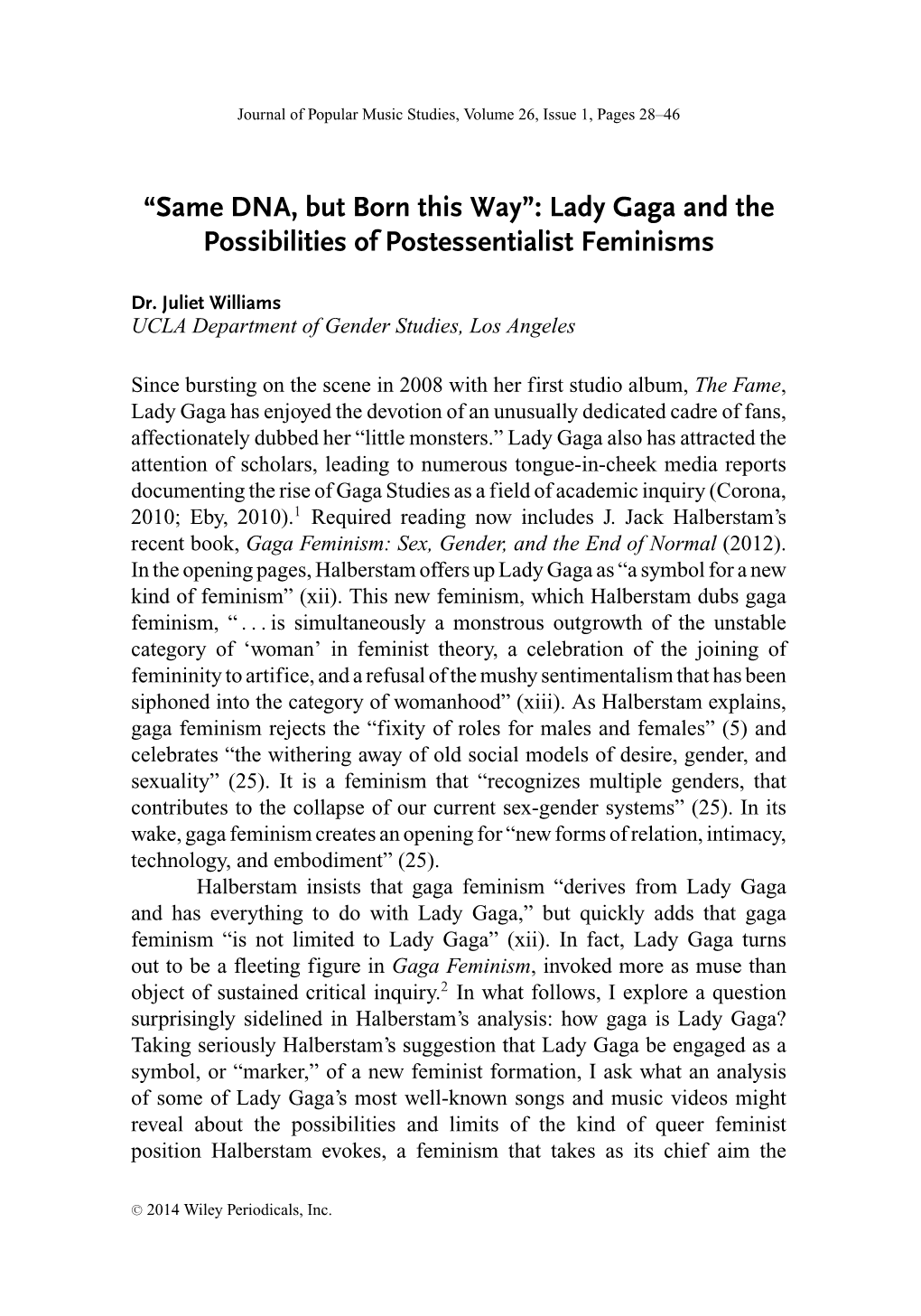 Lady Gaga and the Possibilities of Postessentialist Feminisms