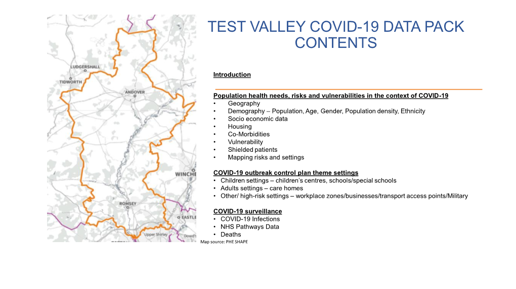 Test Valley Covid-19 Data Pack Contents