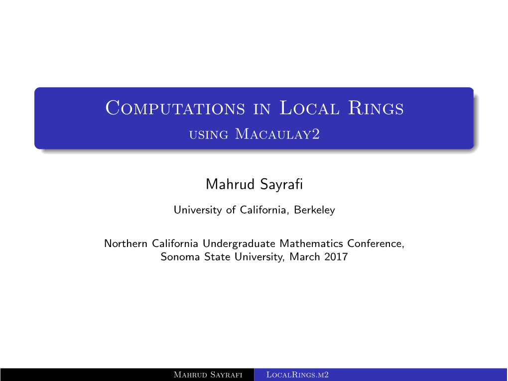 Computations in Local Rings Using Macaulay2