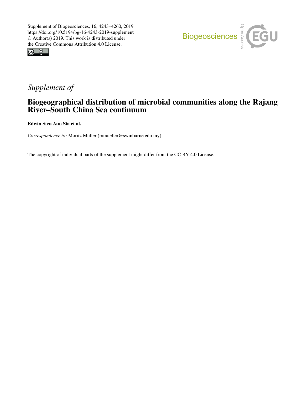 Supplement of Biogeographical Distribution of Microbial Communities Along the Rajang River–South China Sea Continuum