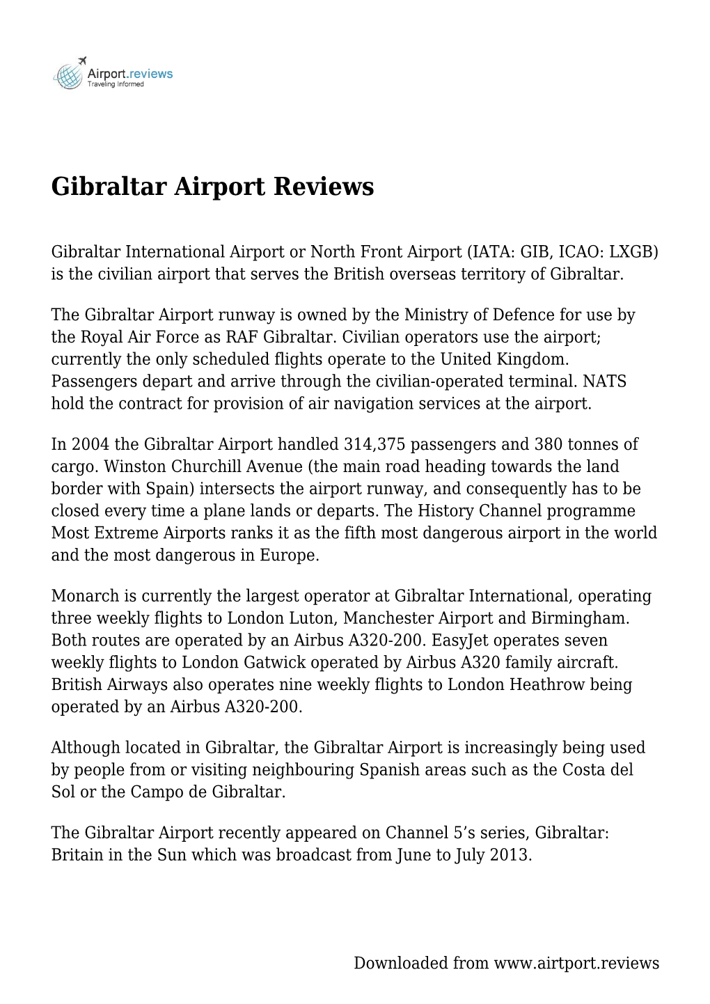 Gibraltar Airport Reviews