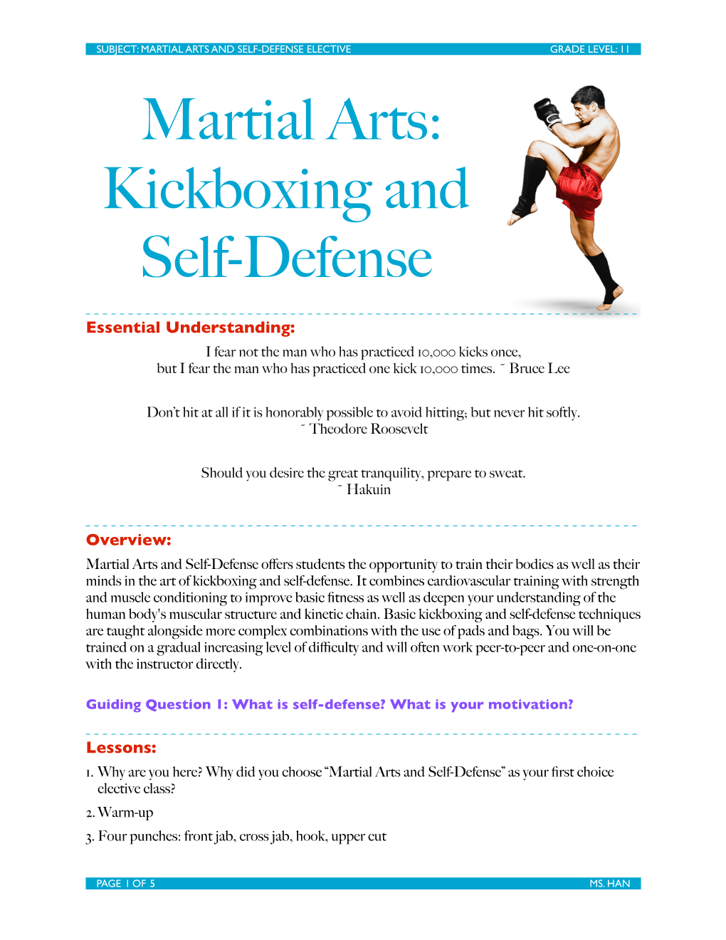 Martial Arts: Kickboxing and Self-Defense