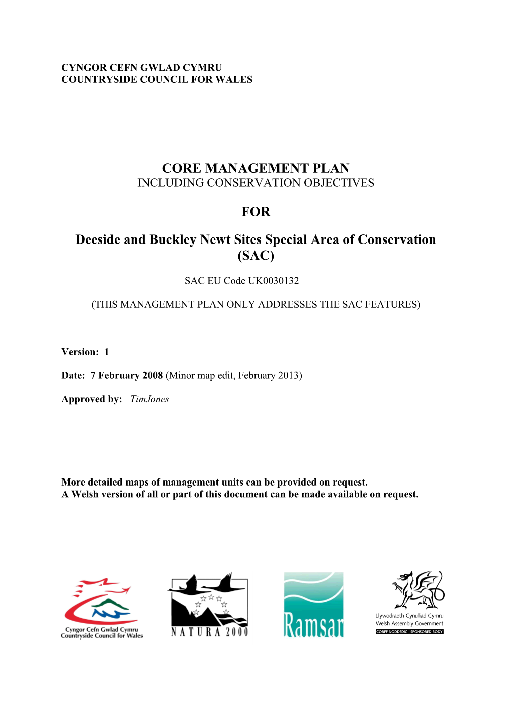 2013 02 06 Deeside & Buckley Newt Sites SAC Management Plan Eng