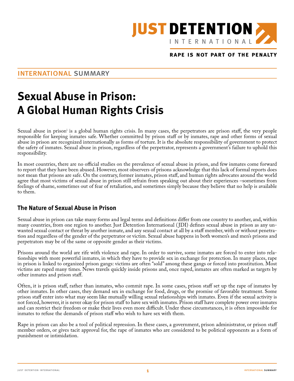 Sexual Abuse in Prison: a Global Human Rights Crisis