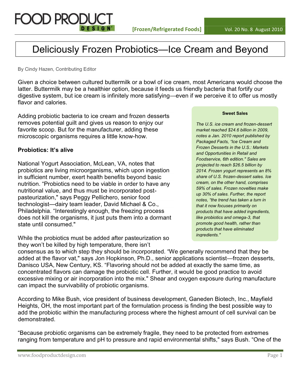 Deliciously Frozen Probiotics—Ice Cream and Beyond