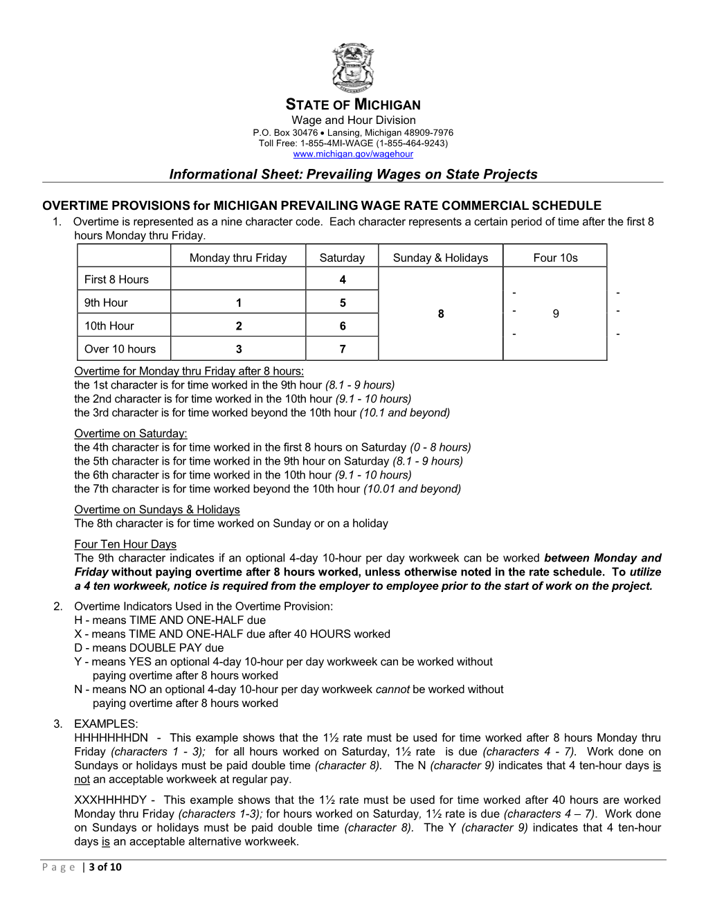 Informational Sheet: Prevailing Wages on State Projects