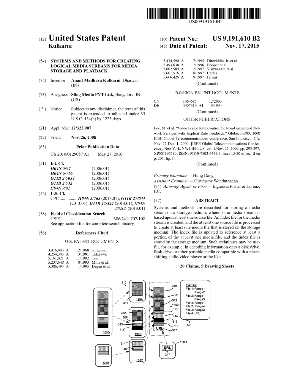 (12) United States Patent (10) Patent No.: US 9,191,610 B2 Kulkarni (45) Date of Patent: Nov