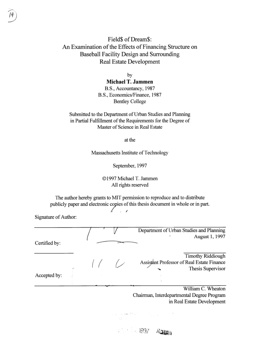 An Examination of the Effects of Financing Structure on Baseball Facility Design and Surrounding Real Estate Development