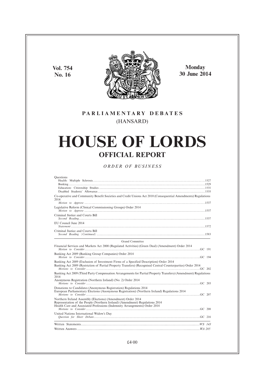 House of Lords Official Report