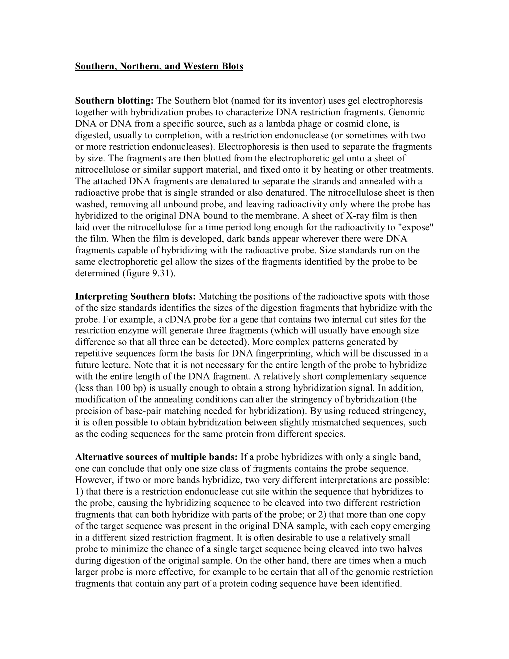 Southern, Northern, and Western Blots