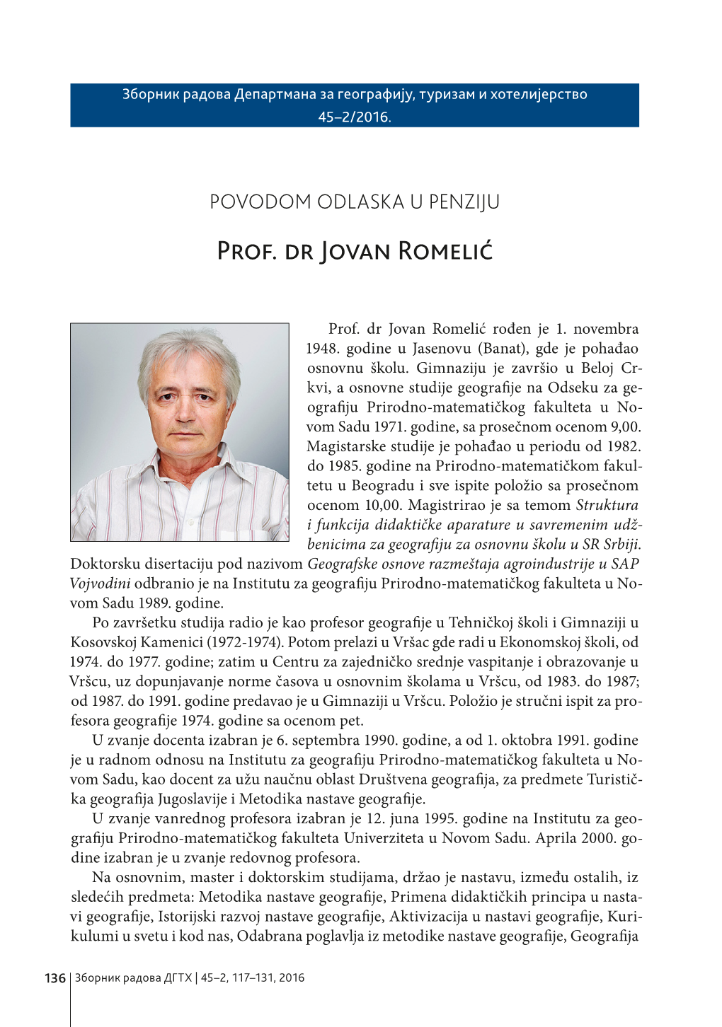 Prof. Dr Jovan Romelić