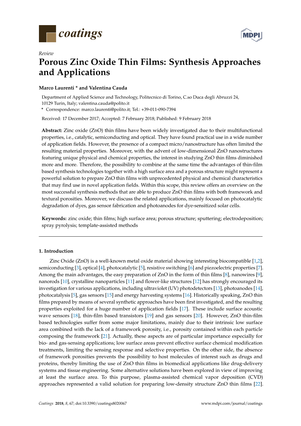 Porous Zinc Oxide Thin Films: Synthesis Approaches and Applications