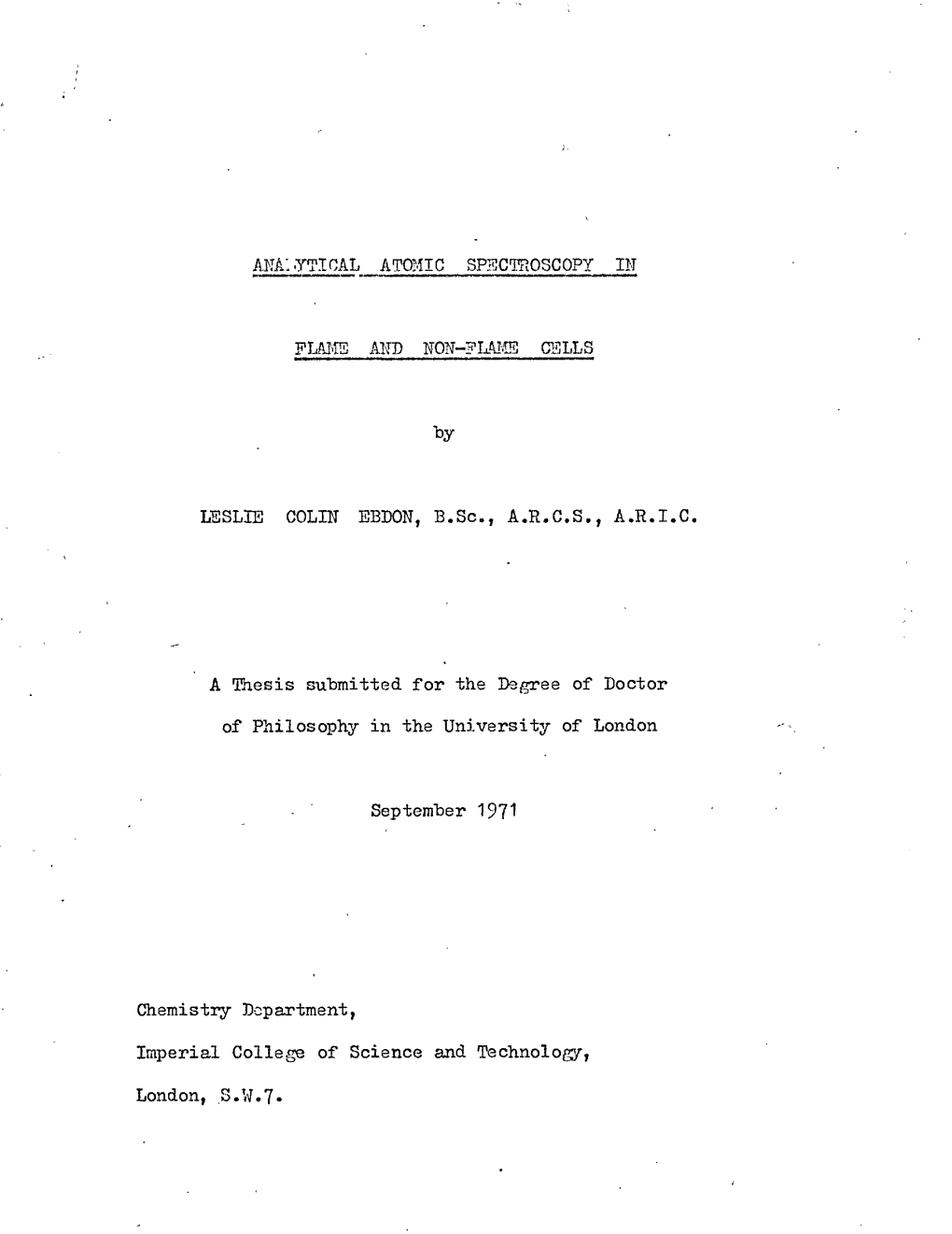 Anlytical Atomic Spectroscopy in Fume And