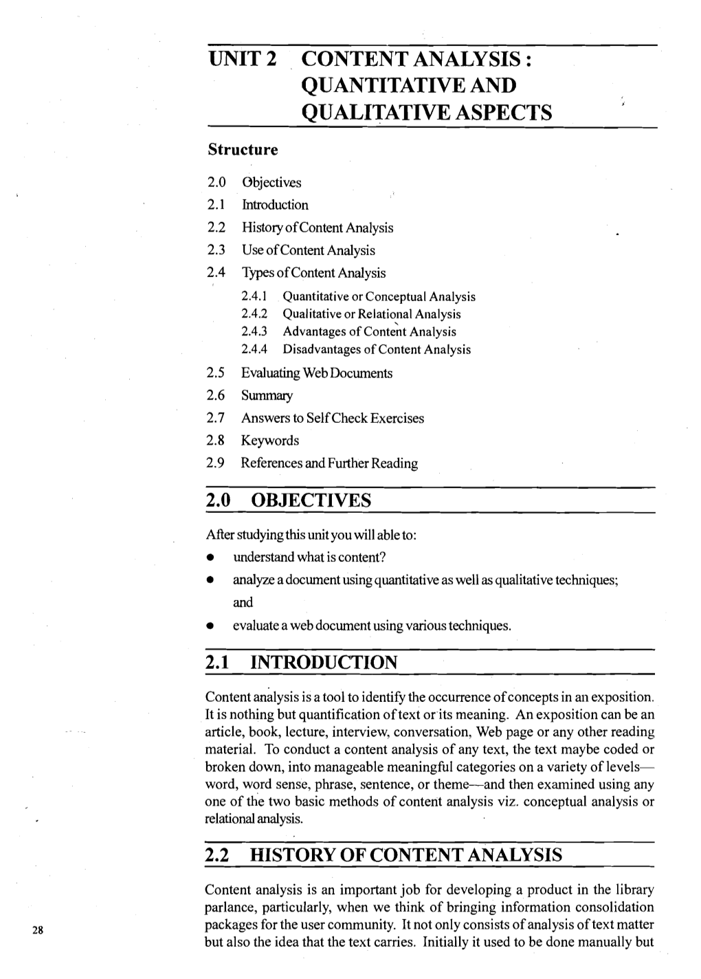 Unit 2 Content Analysis : Quantitative and Qualitative Aspects