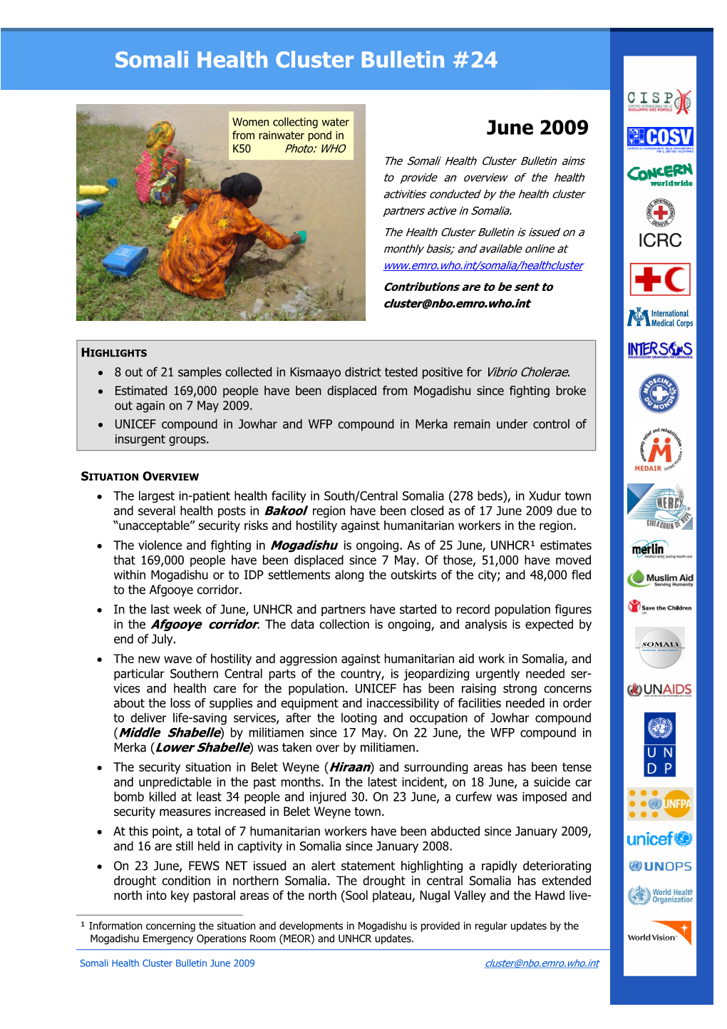 Somali Health Cluster Bulletin June 09