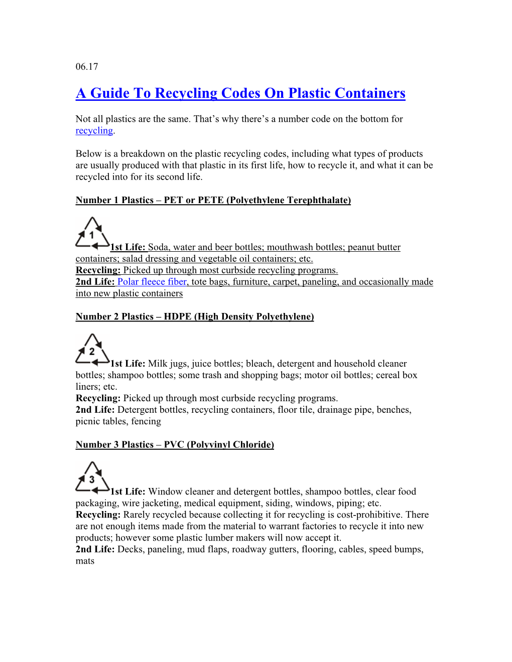 A Guide to Recycling Codes on Plastic Containers