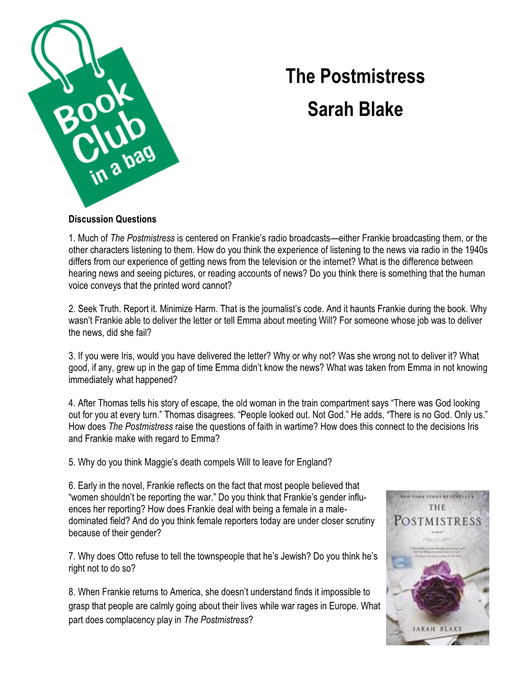 The Postmistress Sarah Blake