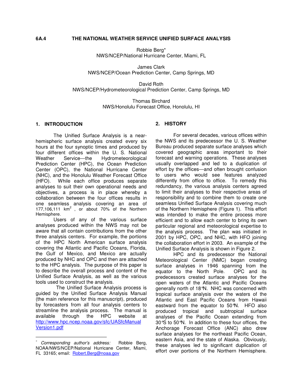 6A.4 the National Weather Service Unified Surface Analysis