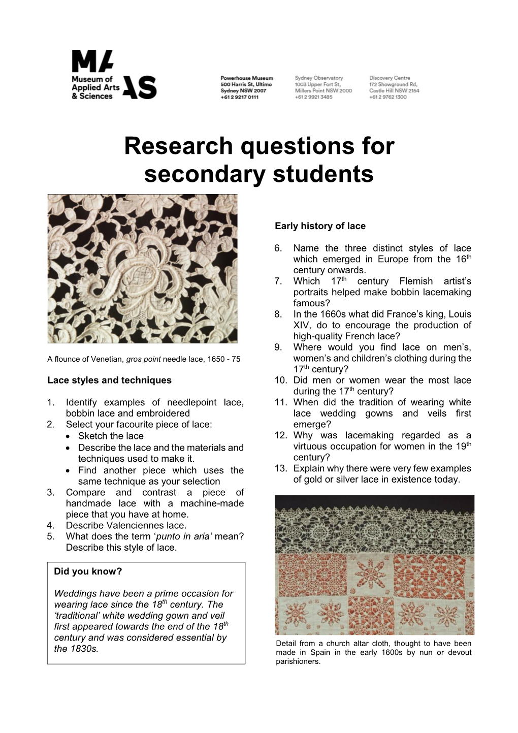 Research Questions for Secondary Students