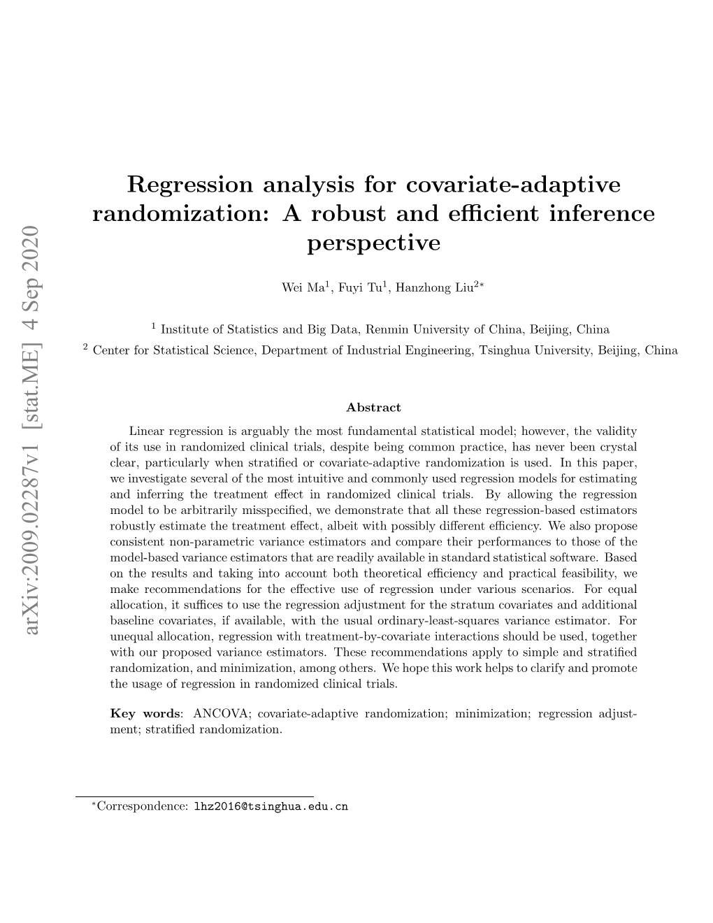 Regression Analysis for Covariate-Adaptive Randomization: a Robust and Efficient Inference Perspective