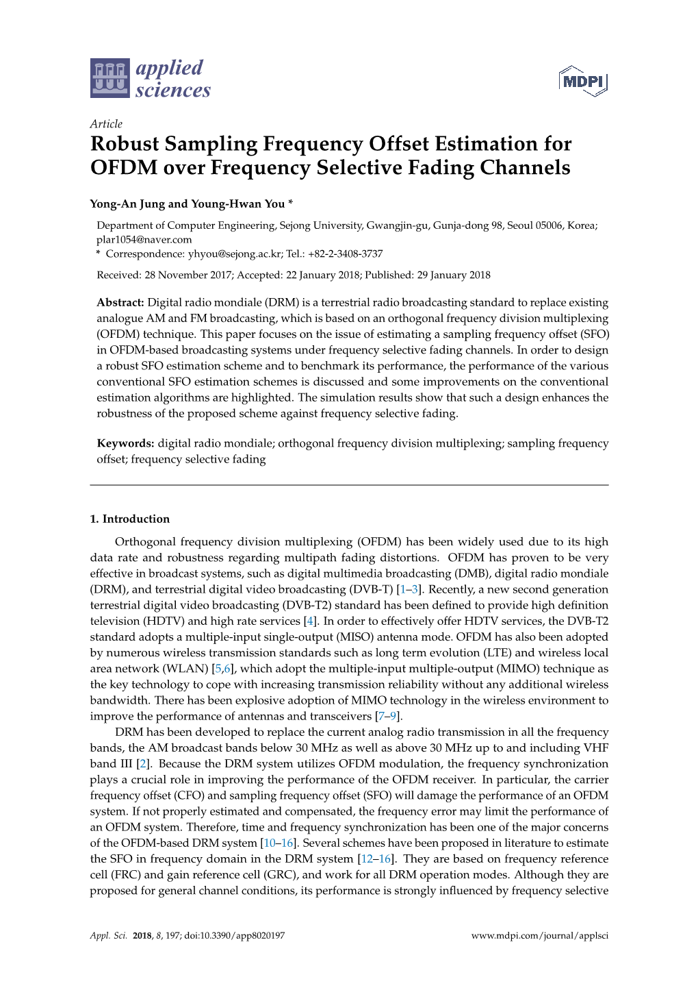 Robust Sampling Frequency Offset Estimation for OFDM Over Frequency Selective Fading Channels