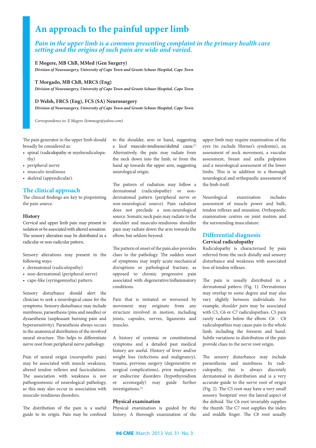 An Approach to the Painful Upper Limb