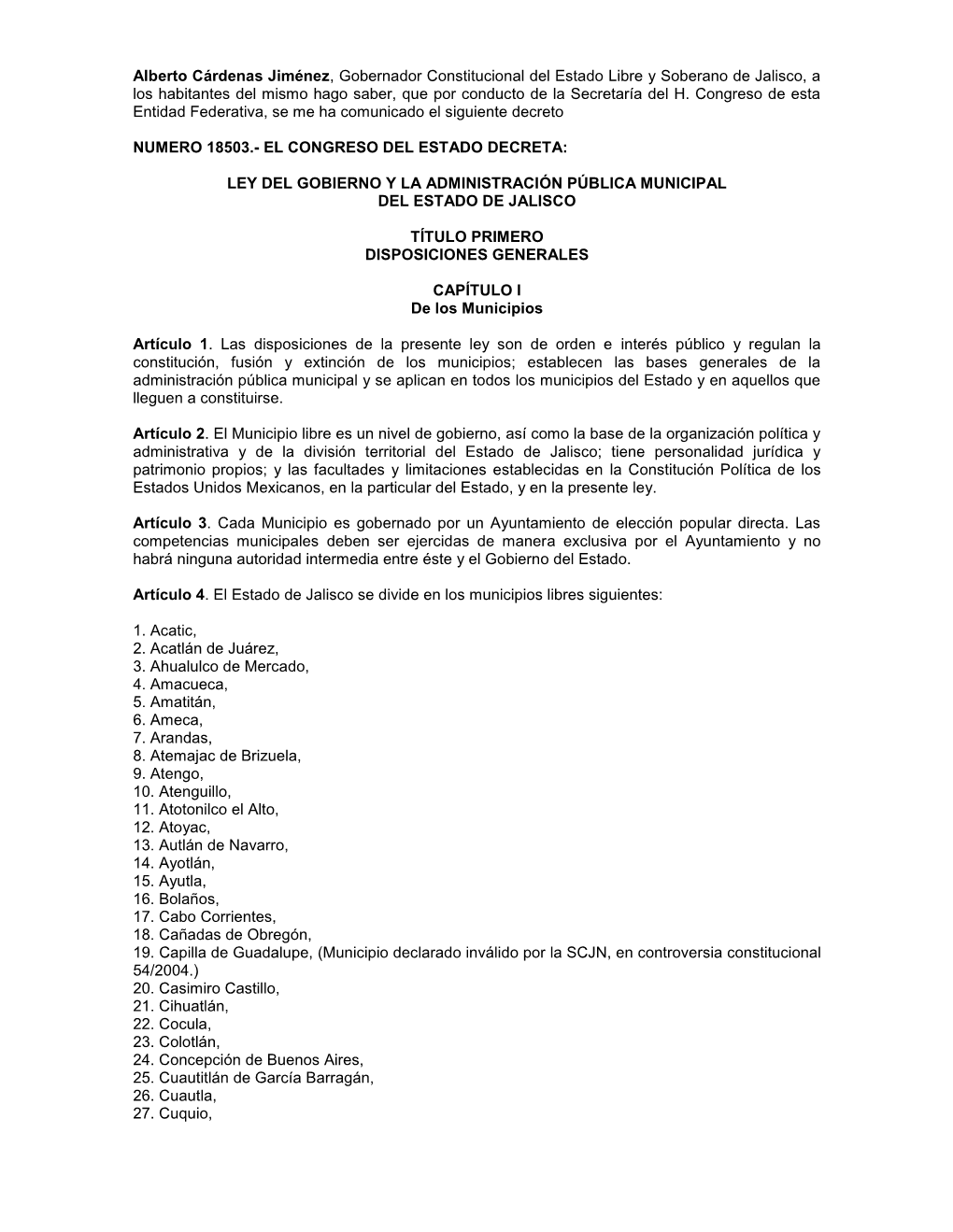 Ley Del Gobierno Y La Administración Pública Municipal Del Estado De Jalisco