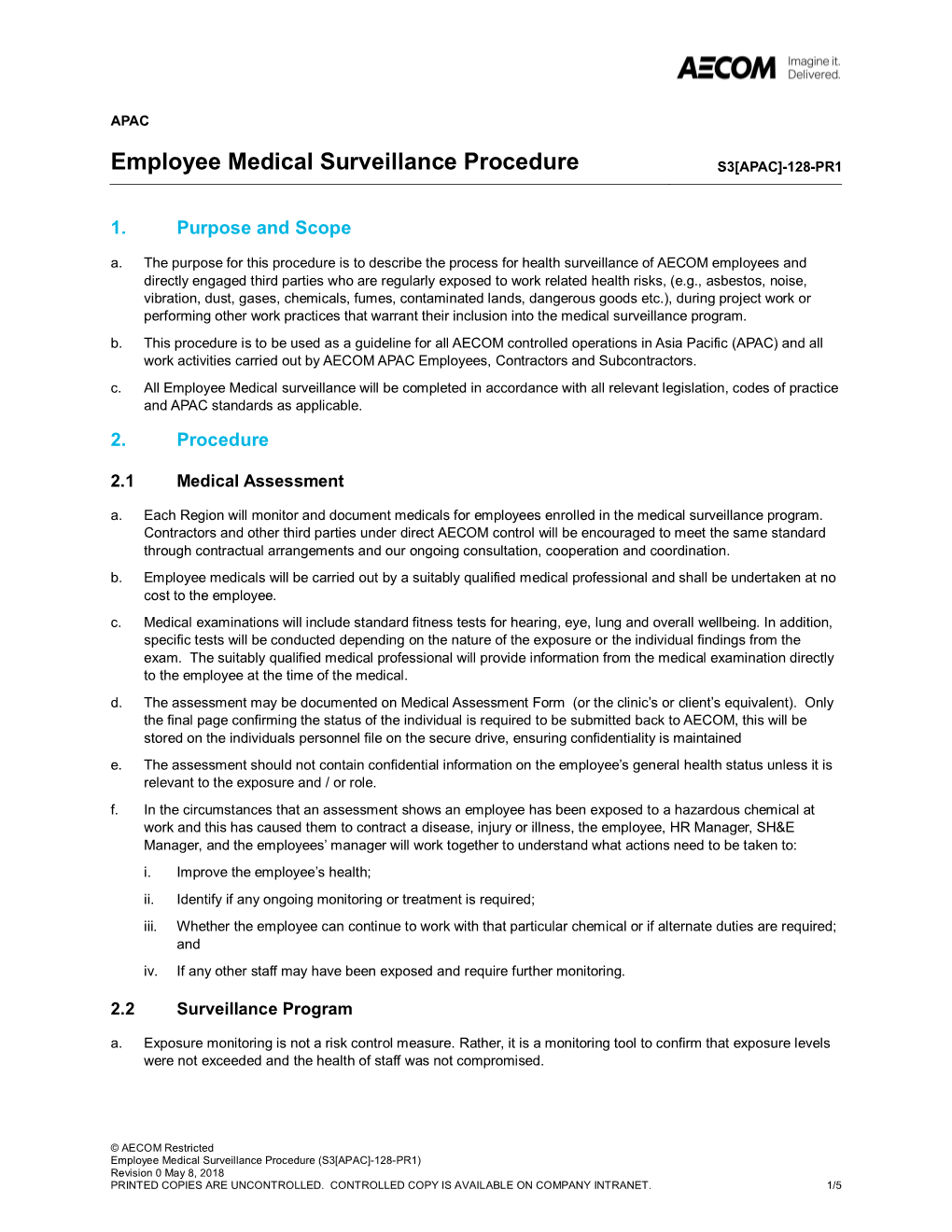 Employee Medical Surveillance Procedure S3[APAC]-128-PR1