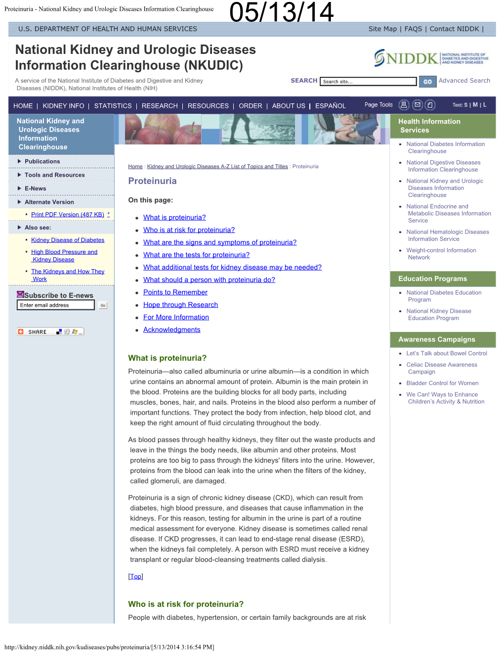 National Kidney and Urologic Diseases Information Clearinghouse 05/13/14 U.S