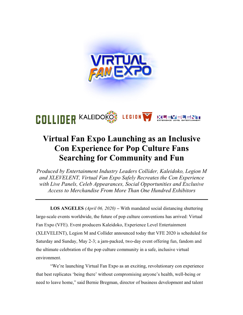 Virtual Fan Expo Launching As an Inclusive Con Experience for Pop Culture Fans Searching for Community and Fun